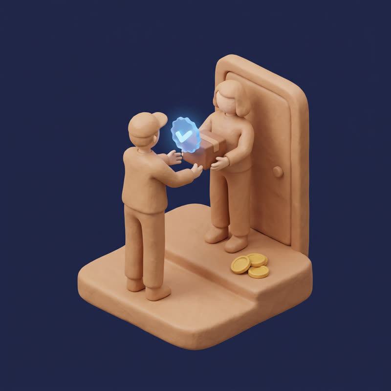 Illustration of Porch Partners handing off packages safely
